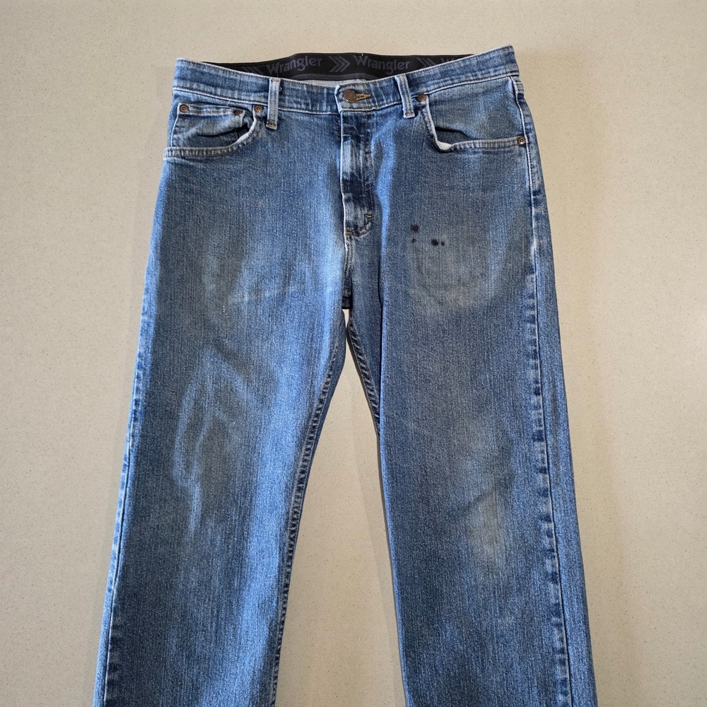 Wrangler Regular Fit Blue Denim Jeans 32x30 96CFWSW Medium Wash Stretch Mens